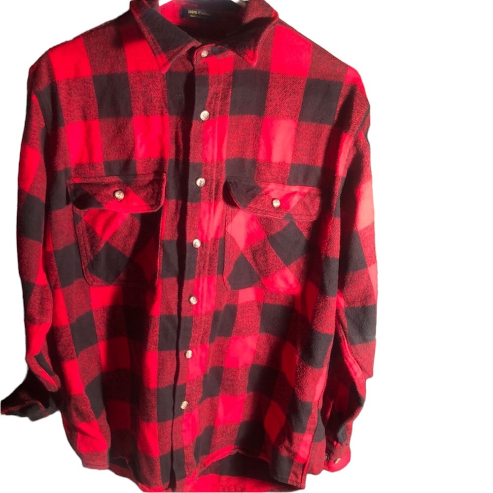 Men’s Y2k fall Buffalo plaid western USA button down shacket flannel shirt